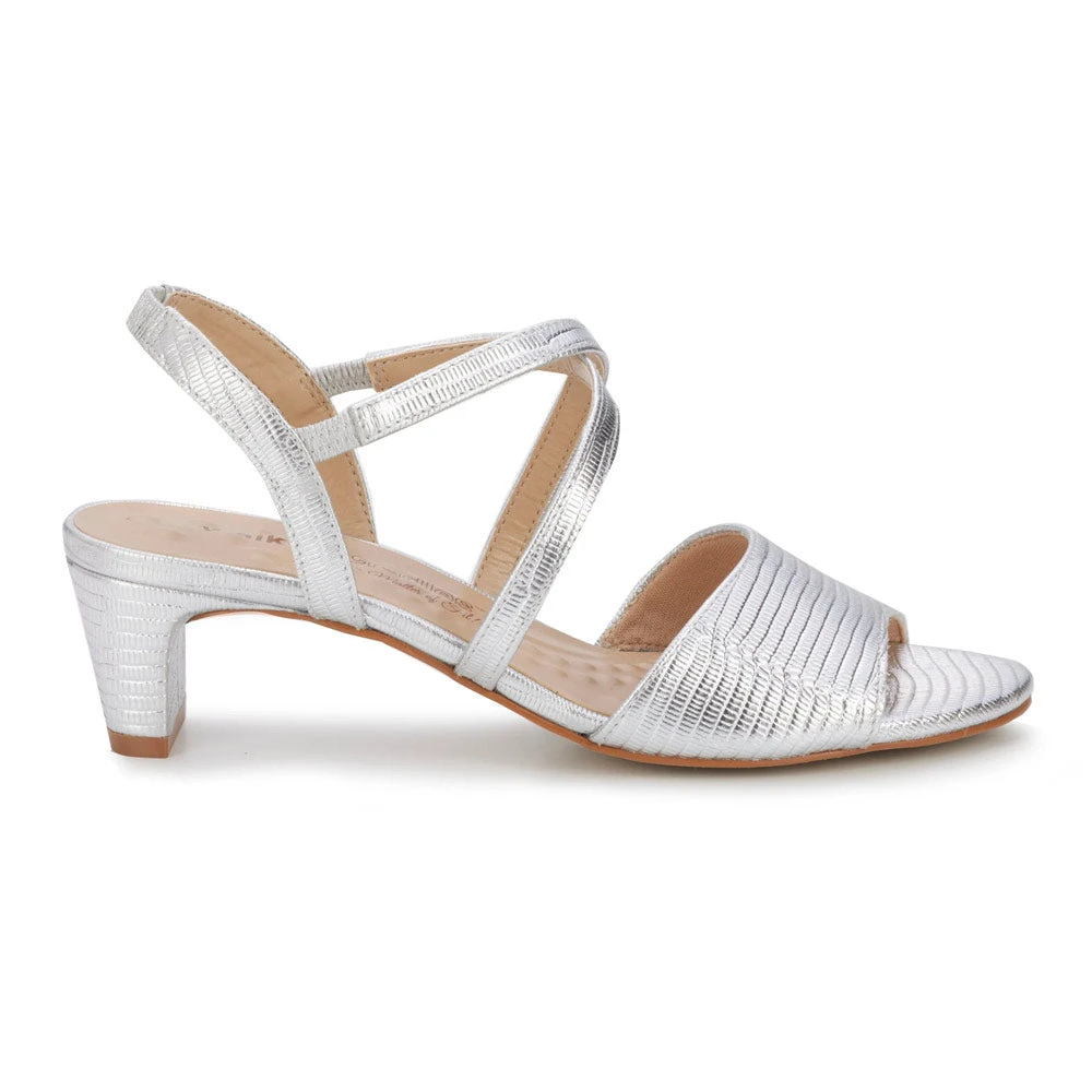 Walking Cradles Liza Heel Silver Lizard Print Leather (Women's) - Image 2