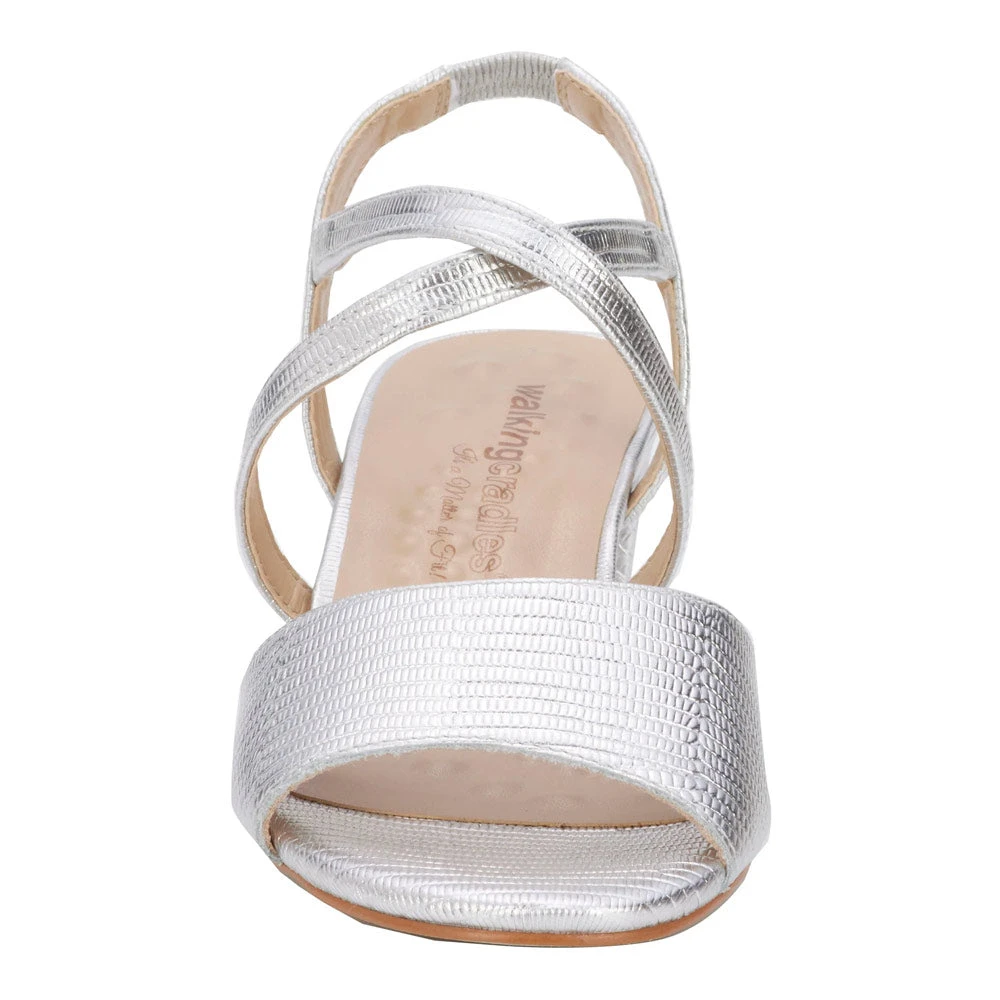 Walking Cradles Liza Heel Silver Lizard Print Leather (Women's) - Image 5