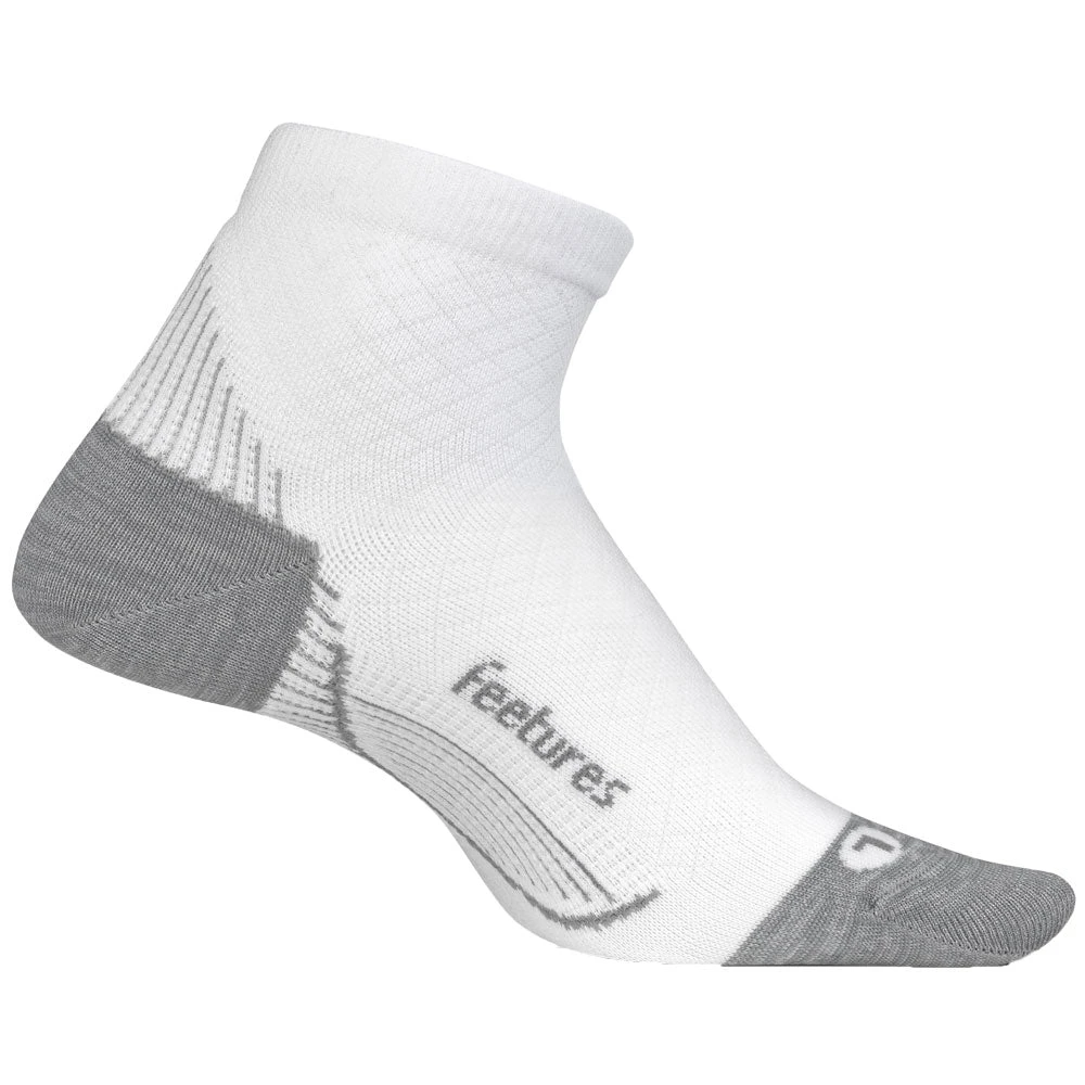 Feetures Plantar Fasciitis Relief Light Cushion Quarter Socks White