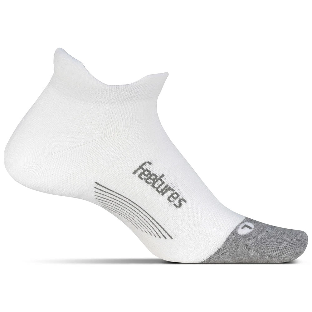 Feetures Elite Max Cushion No Show Tab Socks White